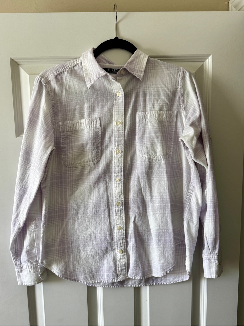 Lauren Ralph Lauren Light Lavender Plaid Button-Down Shirt L